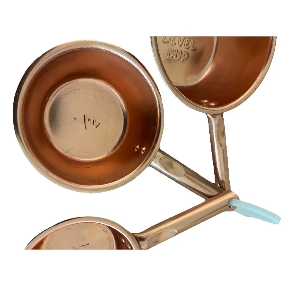 Vintage Copper Plated Measuring Cup Set Of 3 (1/3, 1/2, 1 cup)